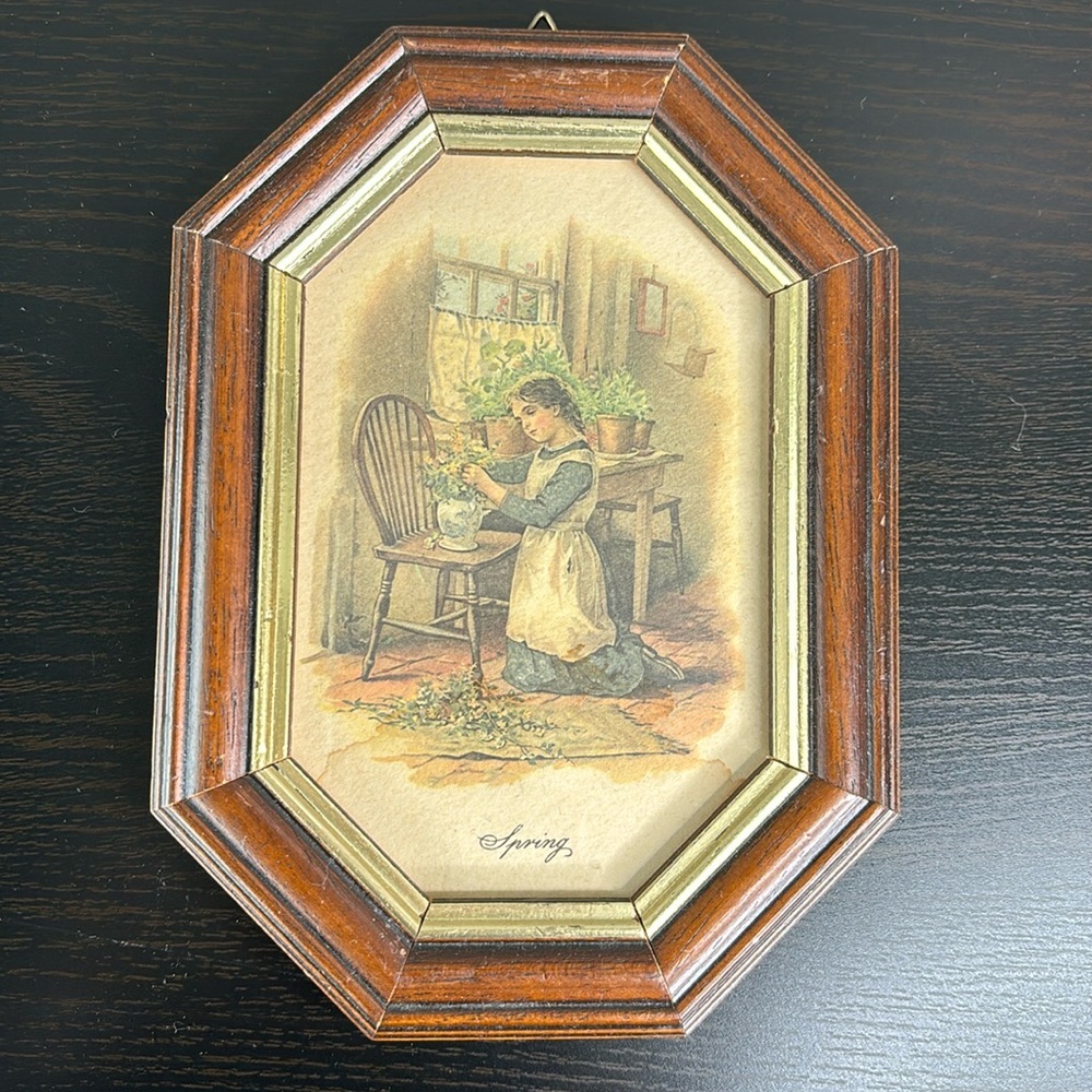 Vintage Early Italian Wood Framed Art